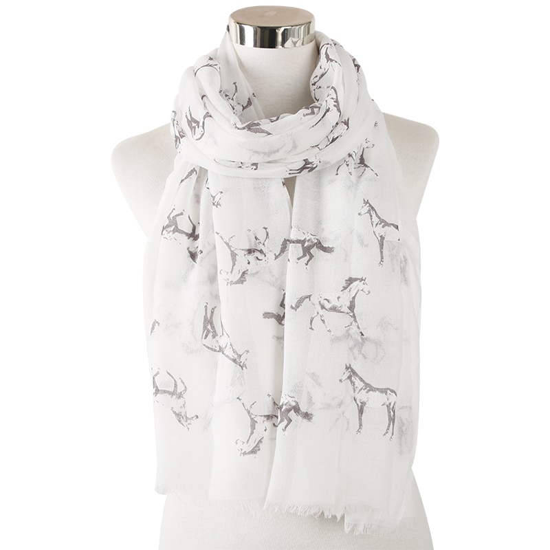 Lightweight Women's Scarf with Horse Print