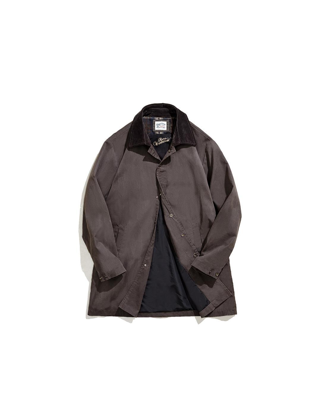 Long Waterproof Waxed Windbreaker Jacket Corduroy Turn-down Collar